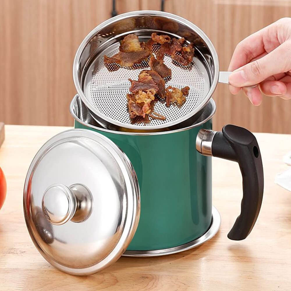 Stainless Steel Kitchen Oil Filter with Lid